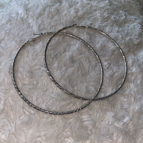 XL Silver Hoops - Picture 2 of 4